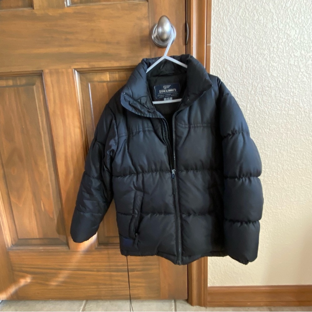 Steve & Barry's Classic Black Puffer Jacket for Kids Down & Feather Filled